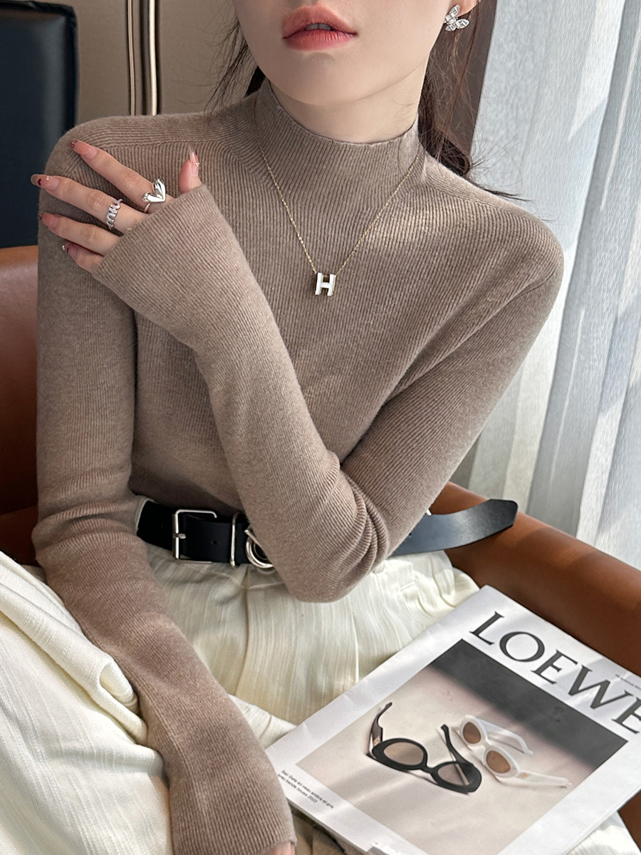 Women's Half Turtleneck Knit Sweater Slim Fit Pullover Base Layer - Image 3