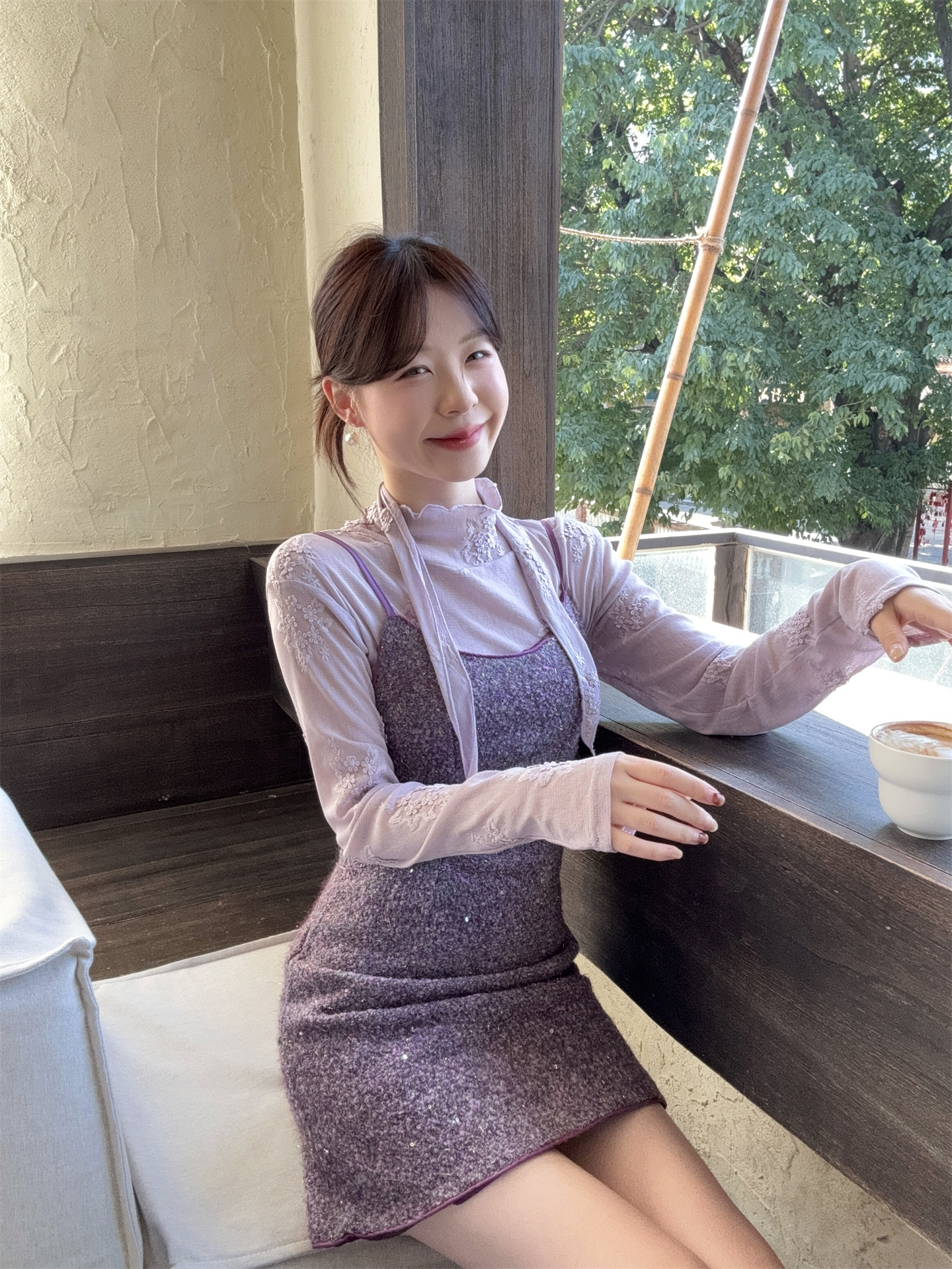 Two-Piece Set with Embroidered Long-Sleeve Top and Sequin Cami Dress - Image 2