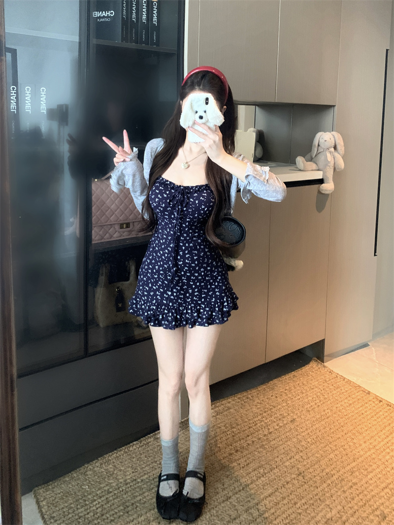 Korean Style Summer Vacation Three-Piece Dress and Cardigan Set - Image 3