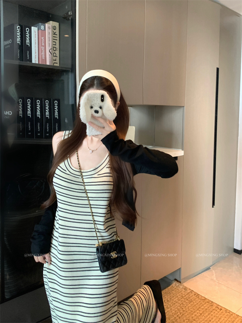 Striped Lazy Dress and Sun Protection Cardigan Two-Piece Set - Image 3