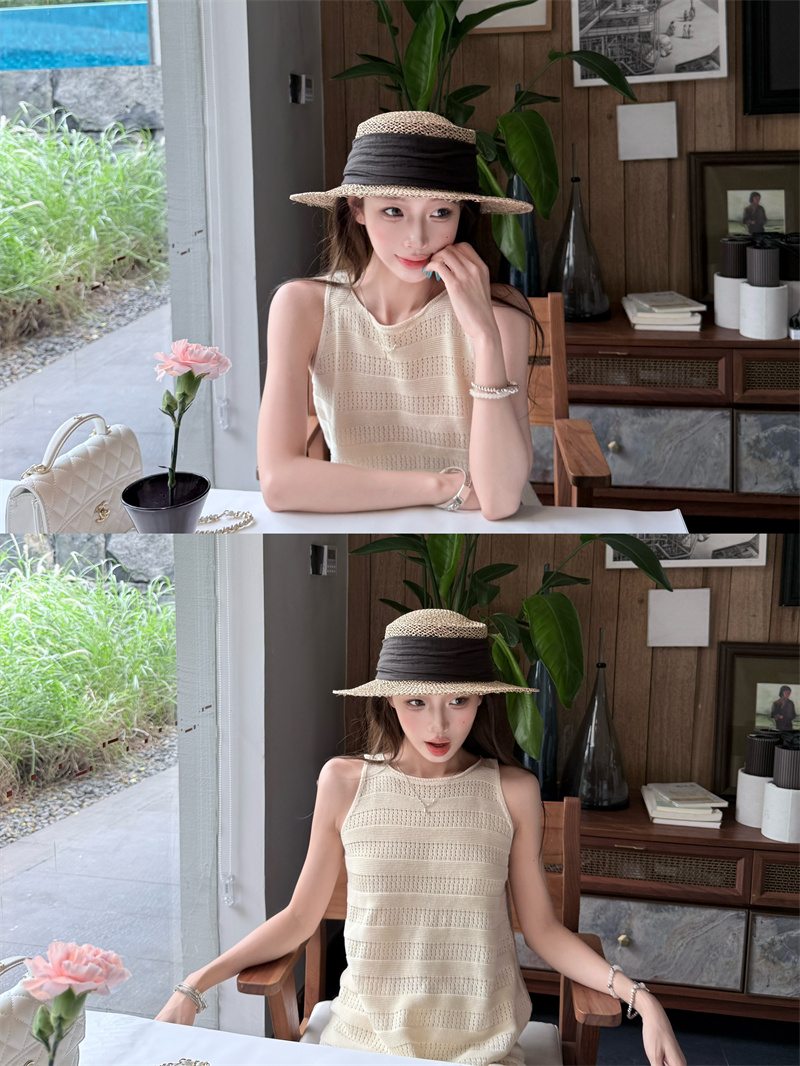 Women's Summer Knit Sleeveless Top and Pants Set - Tencel Linen Blend - Image 2